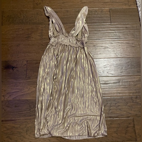 Like new…only worn once! Gold Shiny Dress (M) - Picture 2 of 2